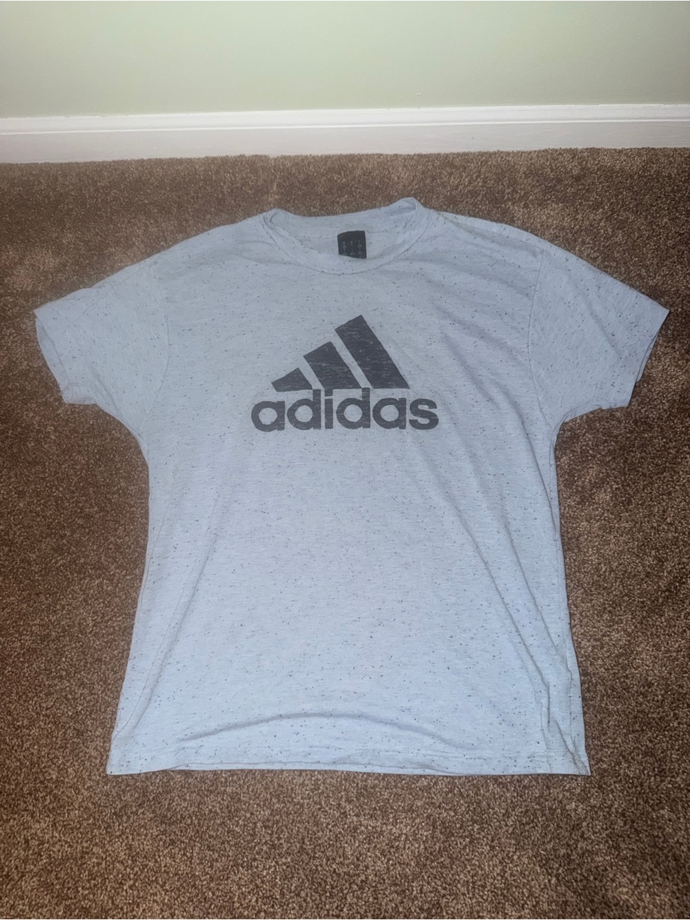 adidas Light Gray Speckled Crewneck Tee with Black Logo